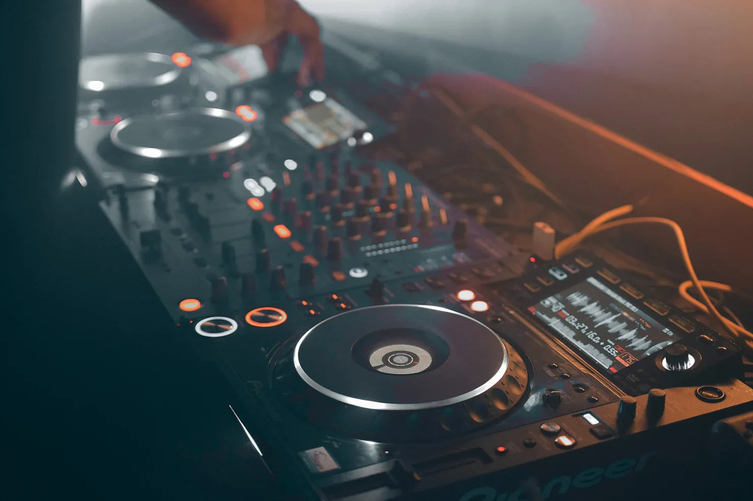 close up of a DJ controller